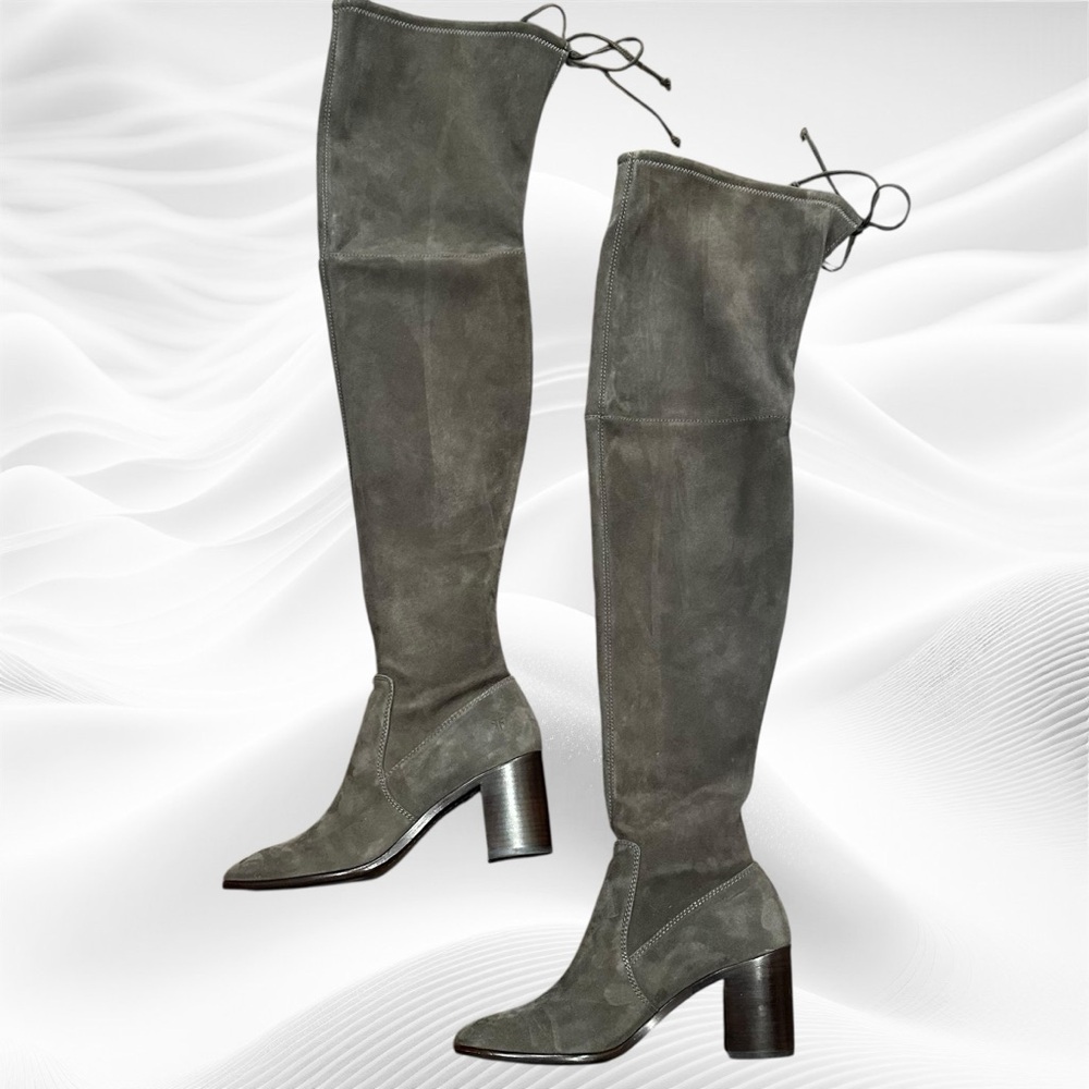 Frye NWOB Julia Stretch Thigh High Suede Boots Smoke Gray size 8M
